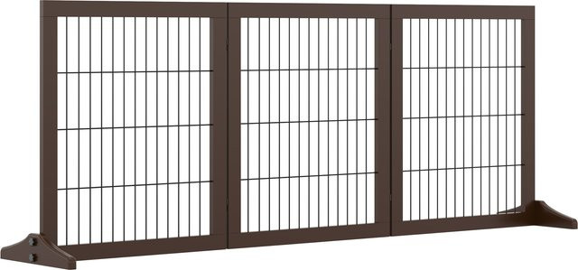 Aosom Hundegitter aus Kiefernholz, freistehendes Absperrgitter in Braun, B/T/H: 185 x 36 x 71 cm - Bild 1