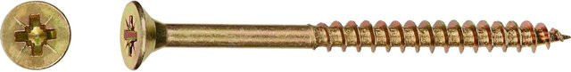LUX-TOOLS Senkkopf Spanplattenschrauben mit PZ-Antrieb, verzinkt in Gold, Ø 5 mm x 60 mm, 50 Stück - Bild 1