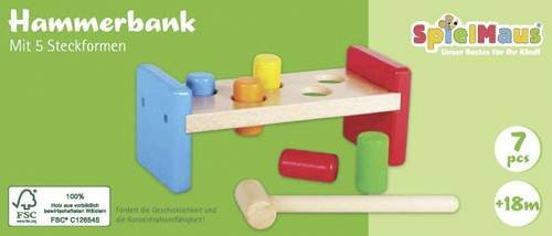 SpielMaus Hammerbank Werkbank Holz 7-teiliges Set ab 18 Monaten - Bild 2