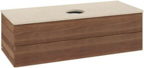 V&B Waschtischunterschrank Antao mit Frontstruktur und Beleuchtung in Walnut, B/T/H: 120 x 50 x 36 cm - Bild 1