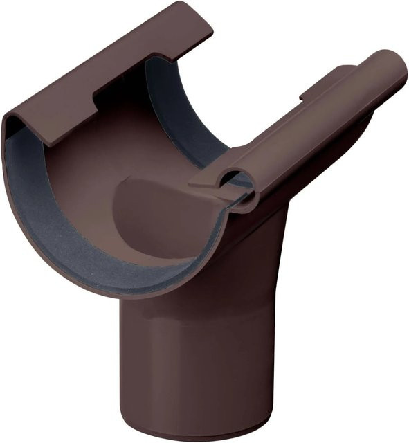 Inefa Einhangstutzen für Dachentwässerung aus PVC, NW 125/DN 100, halbrund, Dunkelbraun - Bild 1