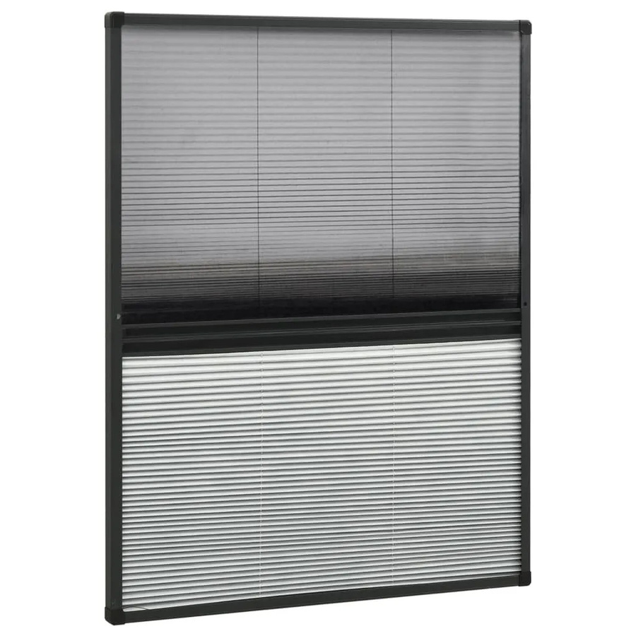 vidaXL Insektenschutz-Plissee für Fenster aus Aluminium mit Jalousie, Farbe: Anthrazit, Breite: 80 cm, Höhe: 100 cm - Bild 2