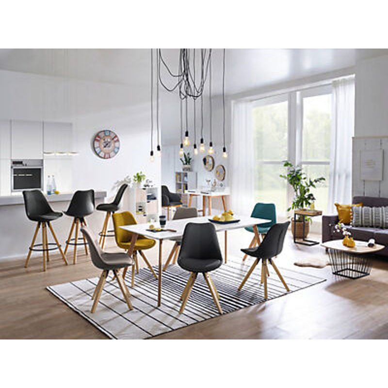 Wohnling 2er-Set Stühle im skandinavischen Design aus grauem Stoff und Hevea-Holz, B/H/T: 49 x 87 x 52 cm - Bild 3