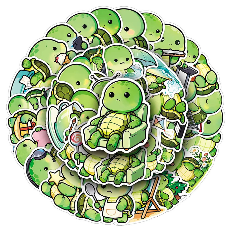Charile Grüne Schildkröten Cartoon-Aufkleber, 10/30/50 Stück - Bild 2