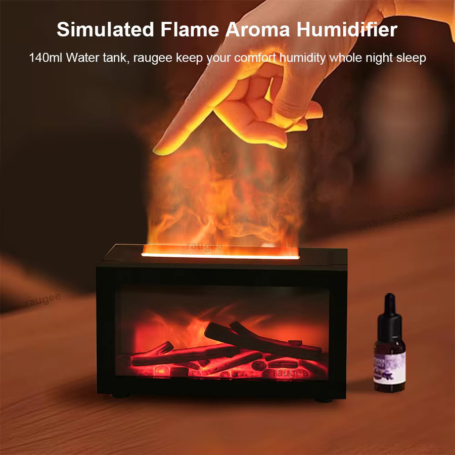 Cooskr Aroma Diffusor Mini Kamin mit LED Nachtlicht und Flammen-Effekt in Schwarz - Bild 2