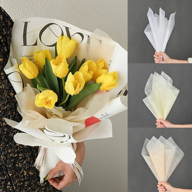 40 Stück Milch-Baumwoll-Seidenpapier in Weiß für Blumenstrauß-Verpackung, DIY-Basteln und Hochzeitsdeko - Bild 1