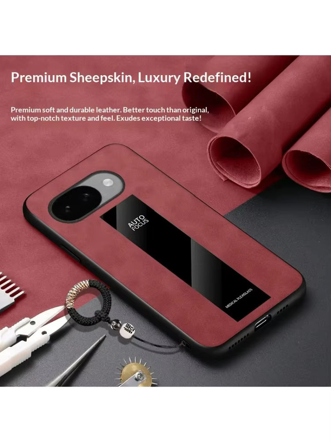 Luxus Porsche Leder Schutzhülle mit Antik-Handseil für Google Pixel 10A, 10 Pro XL, 9A und 9 Pro XL in Rot - Bild 2