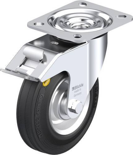 Blickle Lenkrolle 9589 L-RD 125R-FI mit Feststeller in Schwarz und Silber, Rad-Durchmesser: 125 mm, Tragfähigkeit: 120 kg - Bild 1
