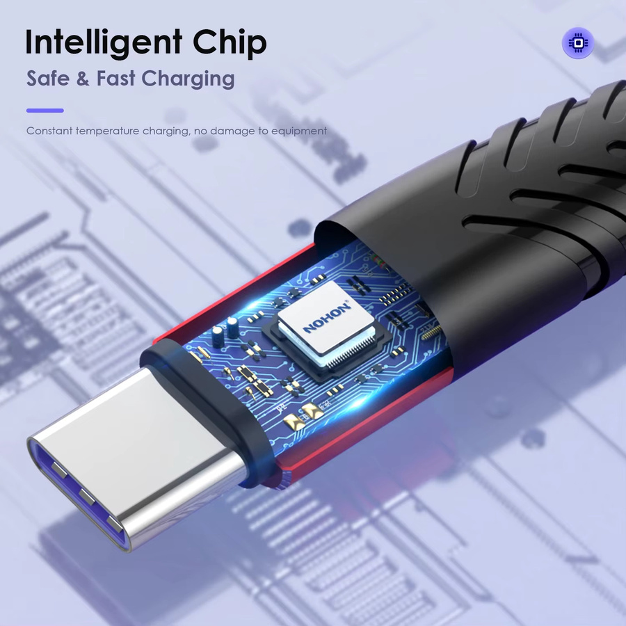 7A 100W USB zu Typ C Schnellladekabel in Blau für Xiaomi, Huawei, Samsung, OnePlus und iPhone - Bild 4