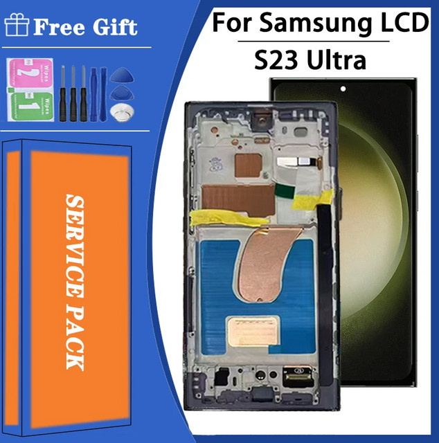 Samsung S23 Ultra 5G LCD-Display Touchscreen mit Rahmen in Schwarz oder Purple für SM-S918B und SM-S918U - Bild 1