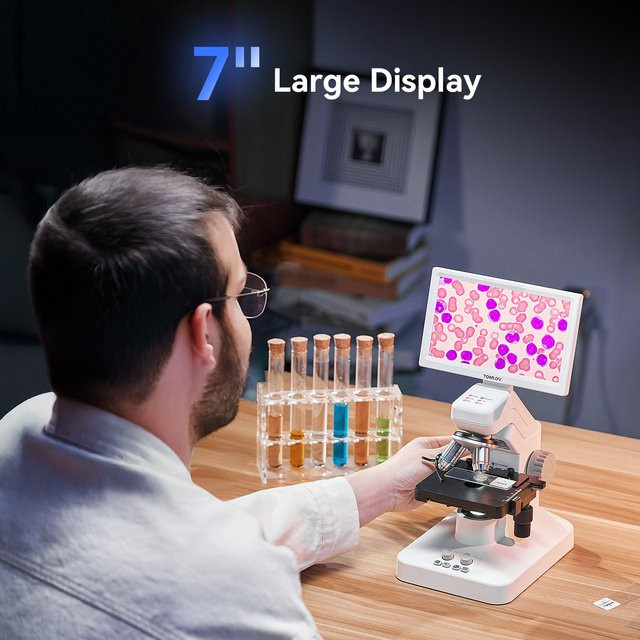 TOMLOV Biologisches Digital-Mikroskop mit 1200-fachem Zoom und Kamera für Schule, Labor und Bildung - Bild 1