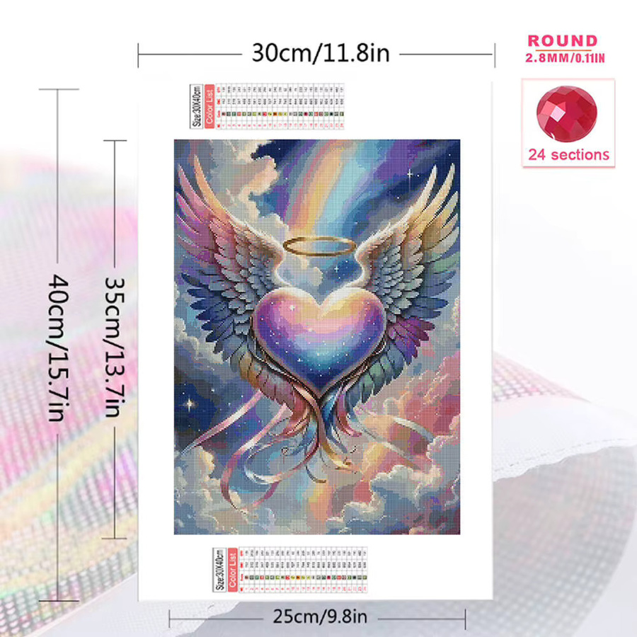 Momoart DIY Diamantmalerei Herz und Engel Landschaft als Strass Mosaik Bild in Multicolour - Bild 2