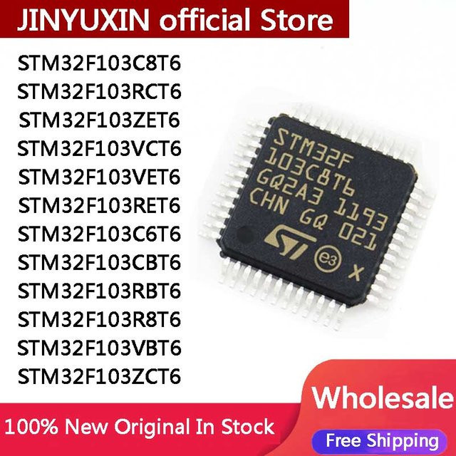 5 Stück STMicroelectronics STM32F103 Mikrocontroller in Schwarz - Bild 1