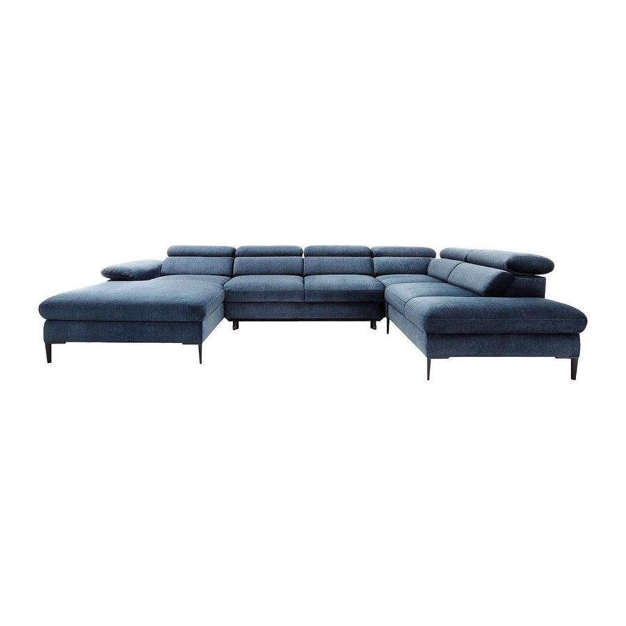 Pascal Morabito Schlafsofa Sepina in L-Form aus Samt in Blau mit Schlaffunktion - Bild 2