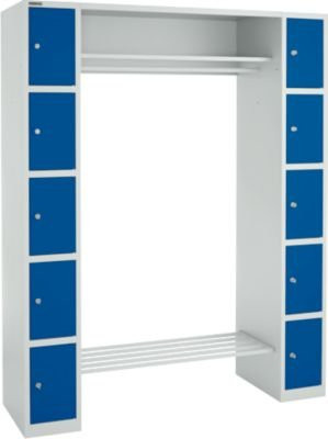 Schäfer Shop Select Schließfachgarderobe mit Hutablage und Kleiderstange, B/T/H: 156,5 x 50,0 x 195,0 cm, lichtgrau/enzianblau - Bild 1