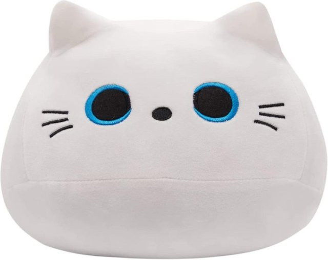 Süße Katze Kuschelkissen Plüschpuppe, Stofftier, blau/licht grau - Bild 1