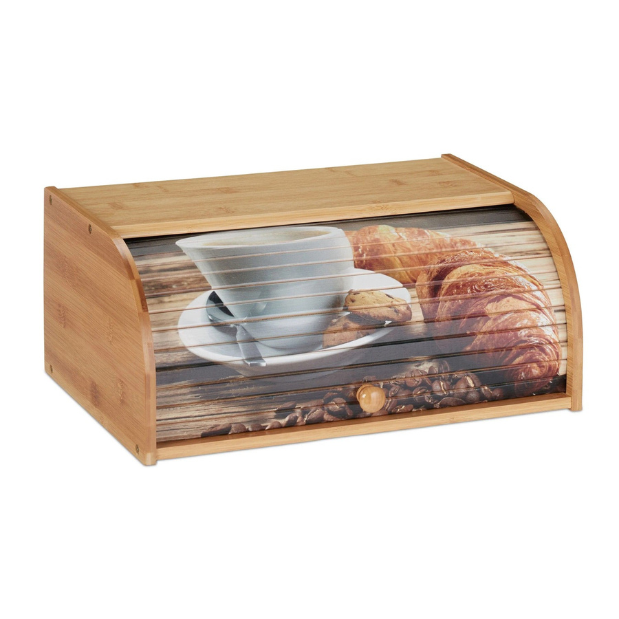 Relaxdays Brotkasten aus Bambus und MDF in Natur mit Rolldeckel, B/T/H: 40 x 17 x 27 cm - Bild 2
