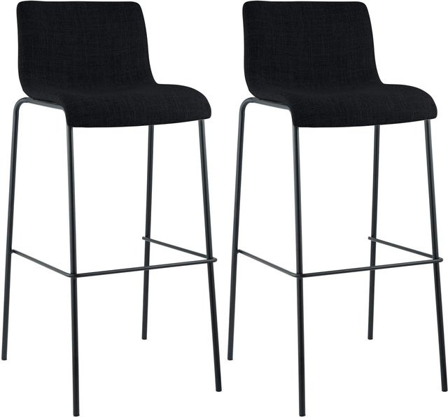 CLP 2er Set Barhocker Hover mit Lehnen, stapelbare Barstühle aus Stoff und Metall, Schwarz - Bild 1