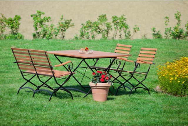 Merxx Tischgruppe Schlossgarten III, 4-teilig, Anthrazit, klassisch aus Flachstahl - Bild 1
