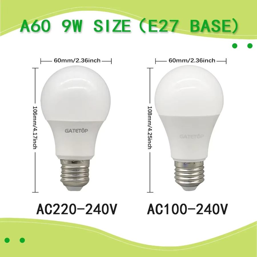 Gatetop LED-Glühbirne E27 mit 9W, Warmweiß, RA80 - Bild 2