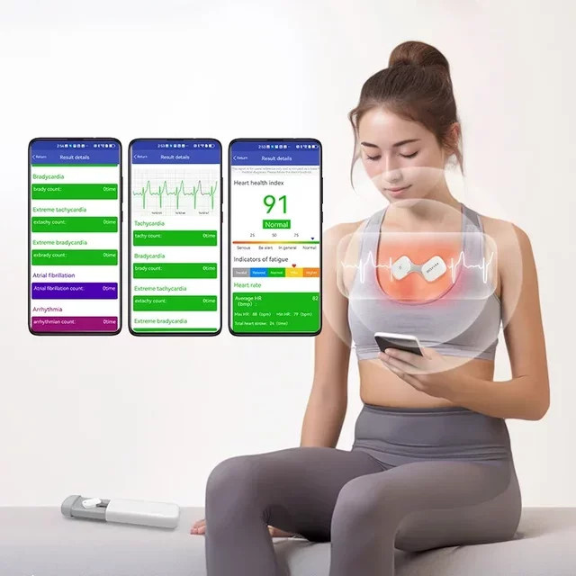 Boxym Mobile Wearable 24H Heimgerät für Herz-Elektroden, tragbares kabelloses EKG-Gerät mit Bluetooth, Weiß - Bild 1