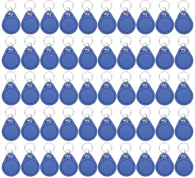 Neoglint 50 Stück ICCUID-Schlüsselanhänger 13,56 MHz in Blau, wiederbeschreibbar für Zugangskontrolle und Zeiterfassung - Bild 1