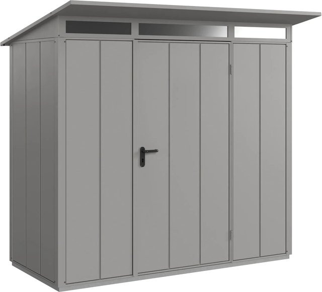 Hörmann Gerätehaus Elegant mit Pultdach und Einzeltür in Graualuminium, Metall, B/H/T: 247,9 x 228,6 x 107,8 cm - Bild 1