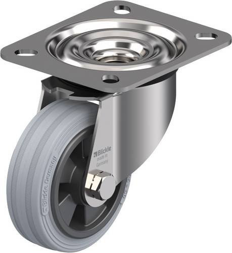 Blickle Lenkrolle LEX-VPP 80XR-SG aus Edelstahl und Kunststoff, Rad-Durchmesser: 80 mm, Tragfähigkeit: 50 kg, Farbe: Grau/Schwarz - Bild 1