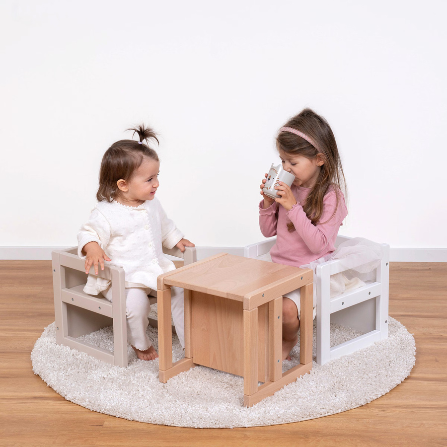 Babybay Sitzhocker 3in1 babycube Littlefoot aus Buchenholz, B/T/H: 32 x 32 x 43,5 cm - Bild 2
