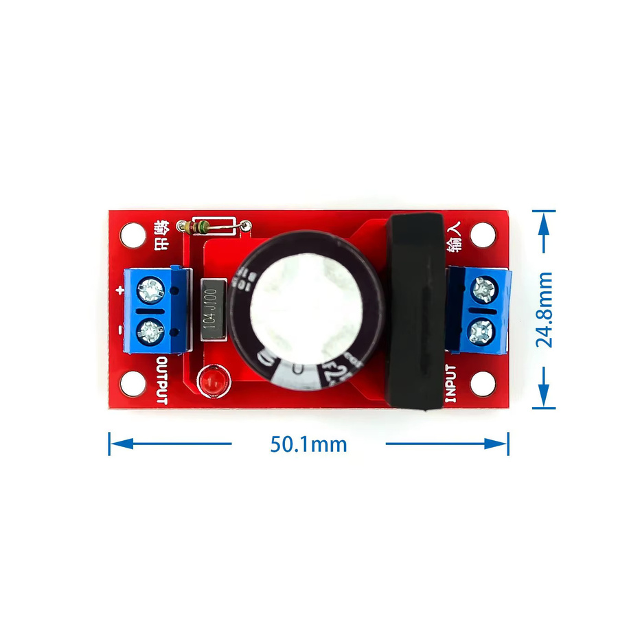 Gleichrichterfilter-Stromversorgungsplatine mit 8A Gleichrichter und roter LED-Anzeige für AC-Einzelstromversorgung in Rot - Bild 2