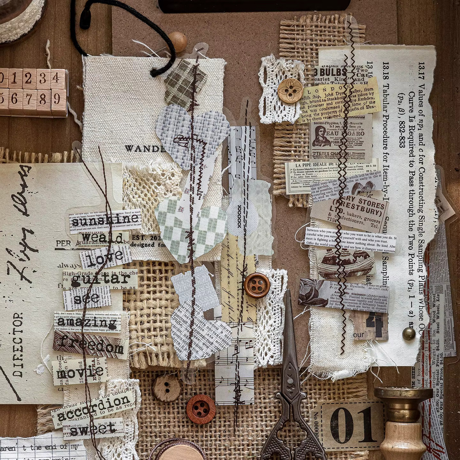 Chaoyu Retro DIY Journal Dekorationsaufkleber mit Langstreifen-Design und digitalem Etiketten-Lineal, Mehrfarbig, Papier - Bild 3