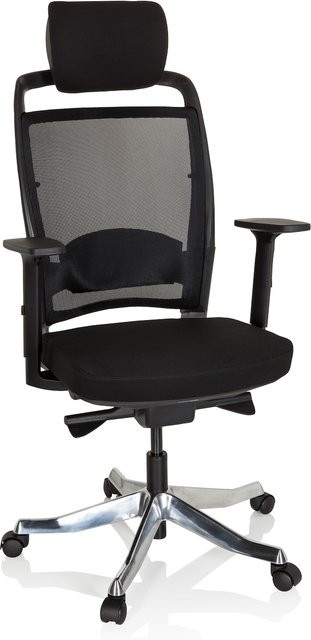 hjh OFFICE Profi Bürostuhl IKAST in Schwarz mit Stoff- und Netzstoff sowie Armlehnen - Bild 1