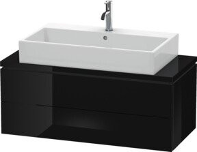 Duravit Waschtischunterschrank Compact L-Cube in Schwarz Hochglanz mit 2 Schubladen, Breite: 102 cm, Tiefe: 47,7 cm, Höhe: 40 cm - Bild 1