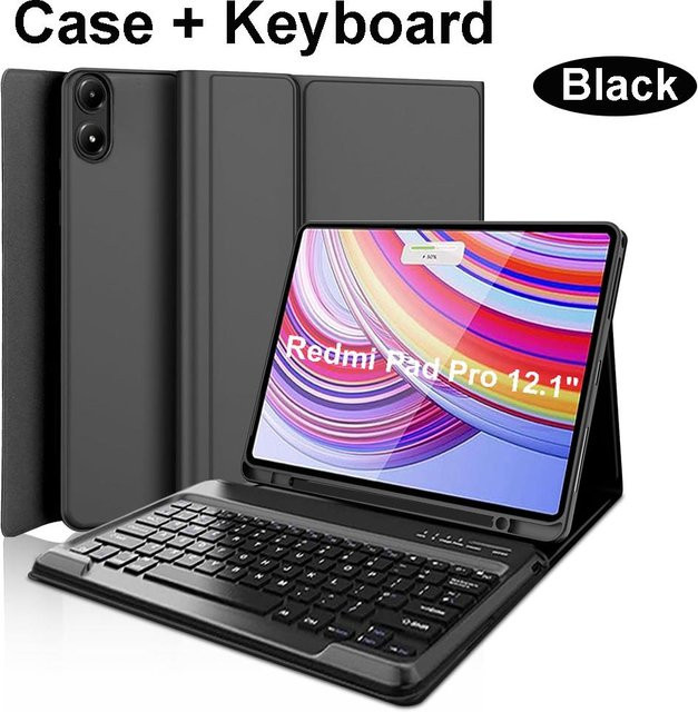 Xiaomi Tastaturhülle für Redmi Pad Pro und POCO Pad 12,1 Zoll mit Hebräischer Tastatur, Schwarz - Bild 1