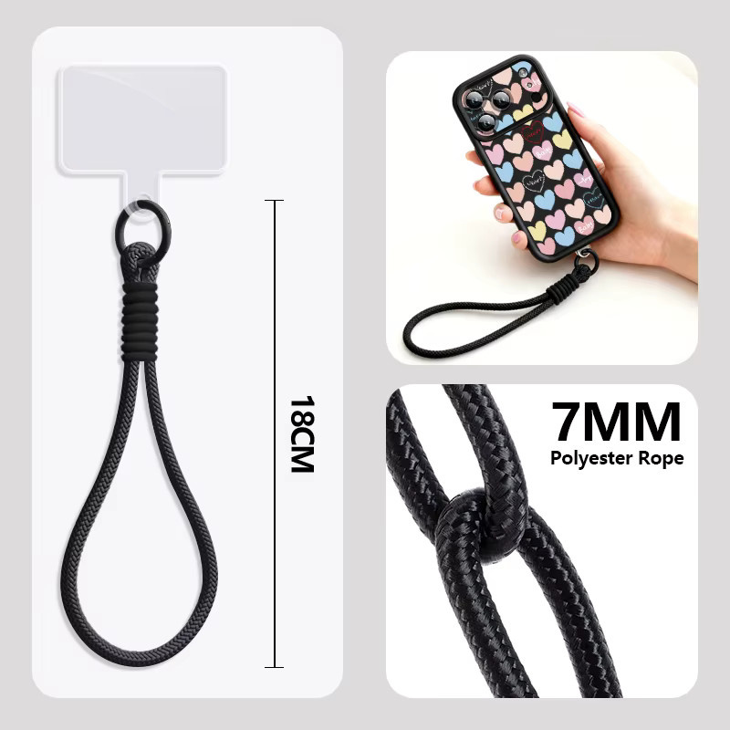 YISHANGOU Handyhülle mit buntem Herz-Print und Trageriemen für iPhone, stoßfeste weiche TPU-Hülle, mehrfarbig - Bild 3