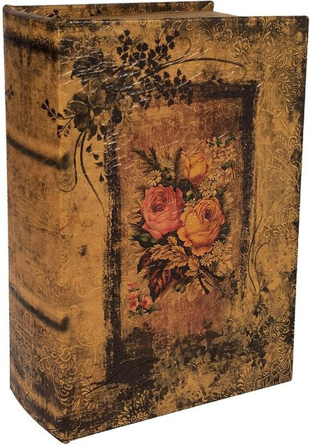 Hohles Buch mit Geheimfach Rosen Blumen-Deko im Nostalgie-Stil, Farbe: Braun, Höhe: 21 cm - Bild 1