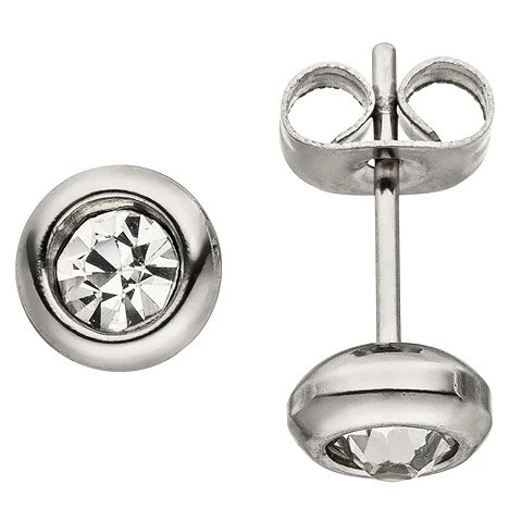 Colfem Ohrstecker Edelstahl, 2 Zirkonia, Unisex - Bild 1