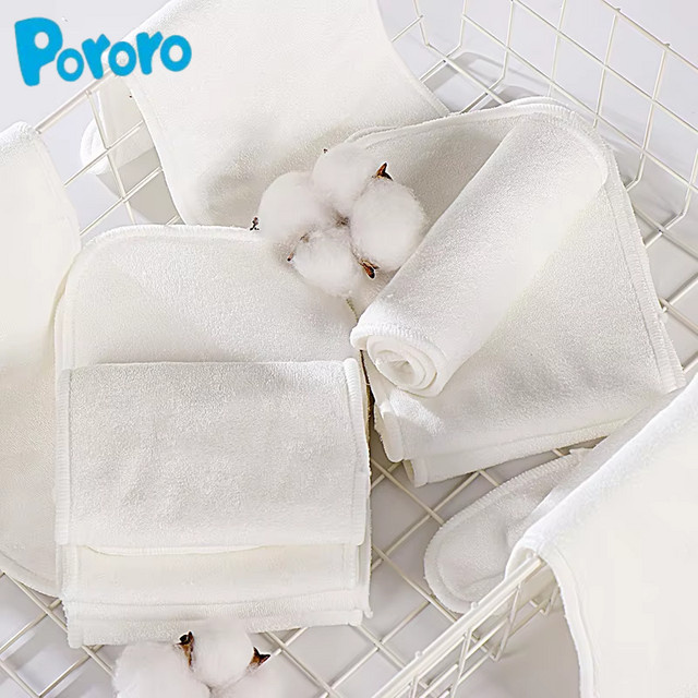 Pororo 6er Set waschbare Windeleinlagen aus Bambus-Frottee, 4 Schichten, weiß - Bild 1