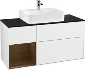 V&B Waschtischunterschrank Finion mit Wandbeleuchtung, Weiß lackiert, Breite: 120 cm, Höhe: 50,1 cm, Tiefe: 50,1 cm - Bild 1
