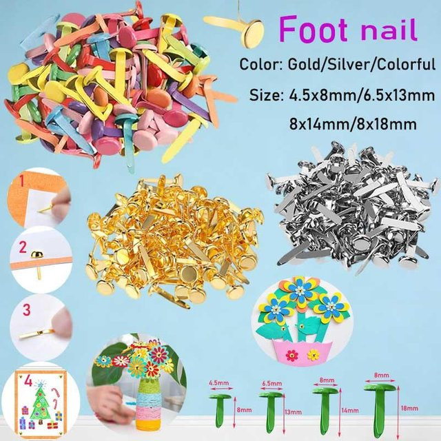 100 Stück Metall-Beutelverschlüsse in Silber und Multicolour für DIY-Scrapbooking und Bastelbedarf - Bild 1