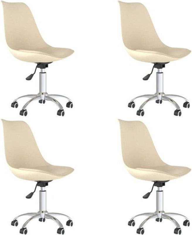 Set aus 4 modernen Esszimmerstühlen von vidaxl, drehbar, Farbe Creme/Beige, Stoff und Metall - Bild 1