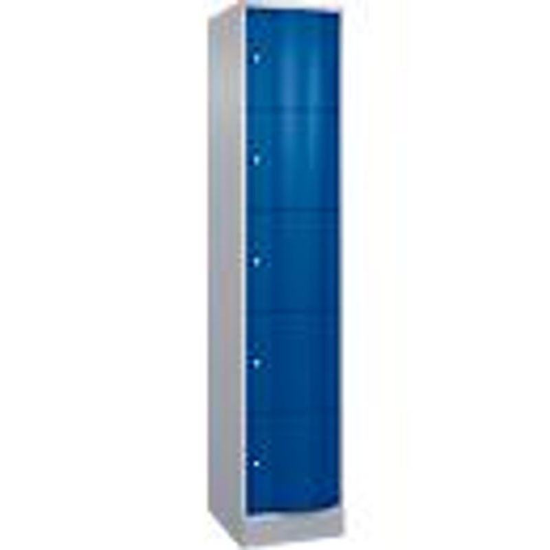 C+P Schließfachschrank Resisto mit 5 Fächern in Weißaluminium und Enzianblau, B/T/H: 39,6 x 54,0 x 195,0 cm - Bild 2