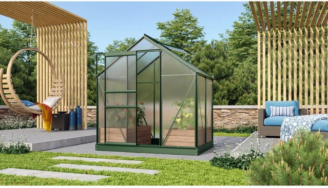 Vitavia Gewächshaus Venus 2500 Smaragd mit Polycarbonat-Platten und Schiebetür - Bild 1