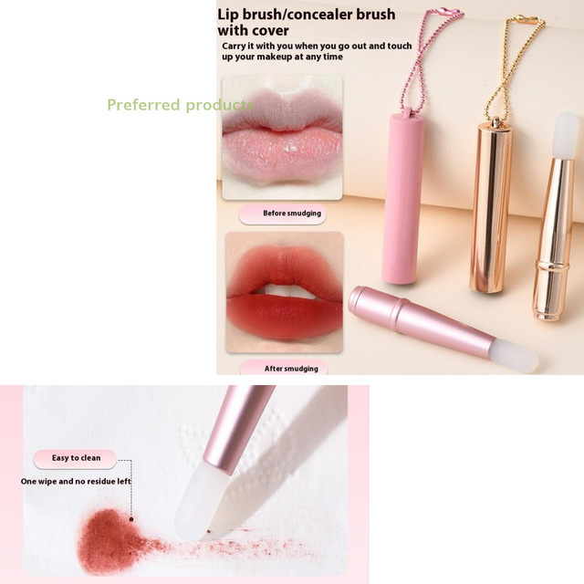 KuZHEN Mini-Silikon-Lippenpinsel mit Abdeckung und Kette, Unisex - Bild 1