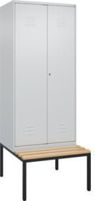 C+P PSA Doppel-Spind Classic PLUS Sitzbank mit 2 Abteilen und unterbautem Sitztyp aus Buche-Hartholz, B/T/H: 212,0 x 80,0 x 81,5 cm - Bild 1