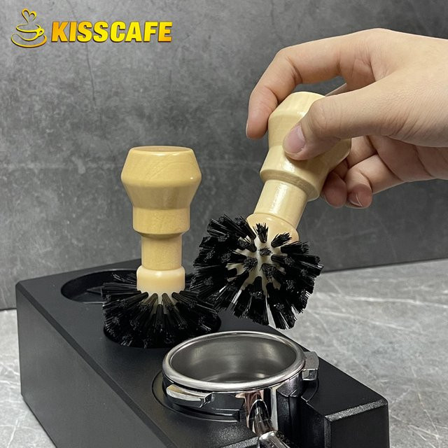 ALIKISSCAFE Kaffee-Reinigungsbürste aus Massivholz in Braun für Espresso- und Kaffeemühlen - Bild 1