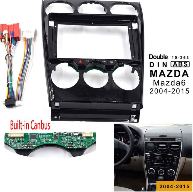 9-Zoll Autorahmen-Blende für Mazda 6 2004–2015 Double Din Stereo-Panel in Schwarz mit Canbus und AC-Kompatibilität - Bild 1