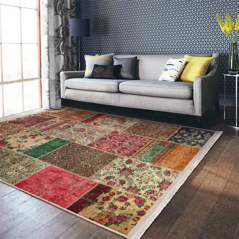 Lodestar Bereichsteppich im Patchwork-Stil mit türkischem Motiv, rutschfest und mit Fransen, Multicolour, B/T: 80 x 120 cm - Bild 2