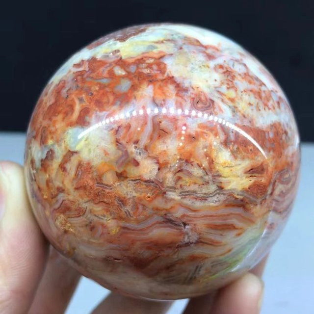 TAIHESJ Achat-Ball aus Naturstein in Mehrfarbig mit Basis, Durchmesser: 8 cm - Bild 1