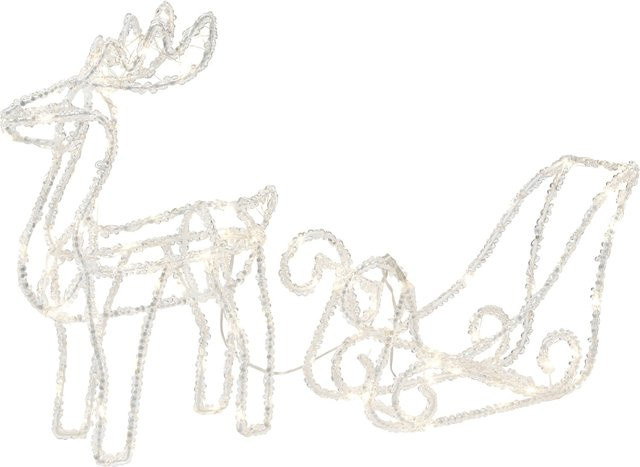 OBI LED Weihnachtsfigur Rentier mit Schlitten in Warmweiß mit 100 LEDs - Bild 1